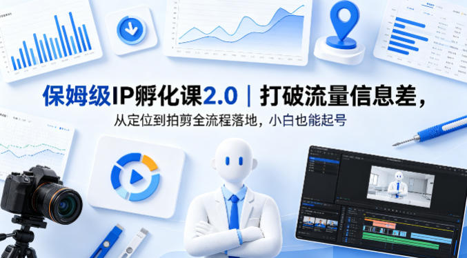 保姆级IP孵化课2.0｜打破流量信息差，从定位到拍剪全流程落地，小白也能起号-云阁资源网