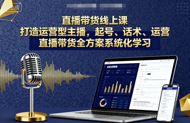 直播带货线上课，打造运营型主播，起号、话术、运营，直播带货全方案系统化学习-云阁资源网