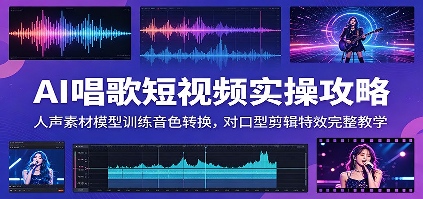 AI唱歌短视频实操攻略：人声素材模型训练音色转换，对口型剪辑特效完整教学-云阁资源网