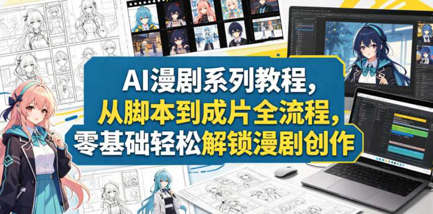 AI漫剧系列教程,从脚本到成片全流程,零基础轻松解锁漫剧创作-云阁资源网