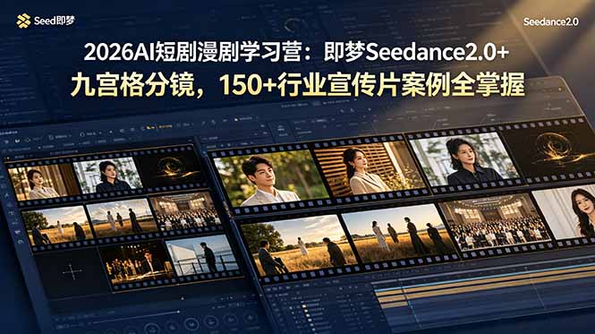 2026AI短剧漫剧学习营：即梦Seedance2.0+九宫格分镜，150+行业宣传片案例全掌握-云阁资源网