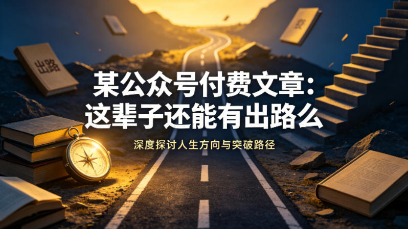 某公众号付费文章：这辈子还能有出路么-云阁资源网