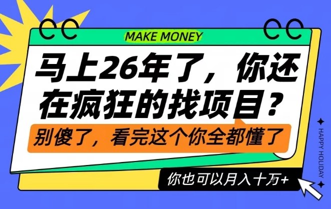26年了，不要再疯狂的找项目了，看完这个你也可以月入十个W【揭秘】-云阁资源网