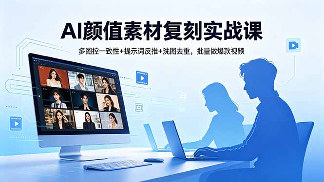 AI颜值素材复刻实战课，多图控一致性+提示词反推+洗图去重，批量做爆款视频-云阁资源网