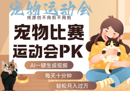 AI一键生成宠物比赛运动会PK视频，纯原创不用剪不用拍，每天十分钟，轻松月入过1W+-云阁资源网
