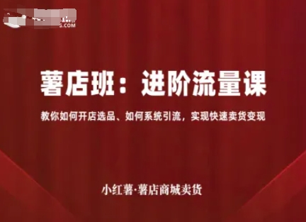 小红薯薯店商城卖货，进阶流量课，教你如何开店选品、如何系统引流，实现快速卖货变现-云阁资源网