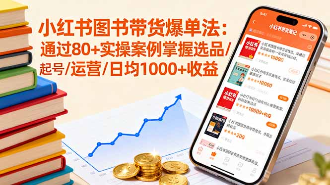 小红书图书带货爆单法：通过80+实操案例掌握选品/起号/运营/日均1000+收益-云阁资源网