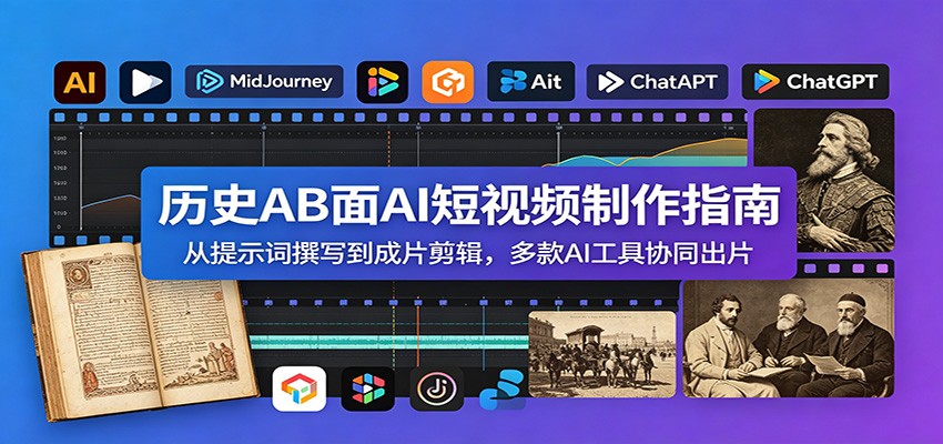 历史AB面AI短视频制作指南：从提示词撰写到成片剪辑，多款AI工具协同出片-云阁资源网