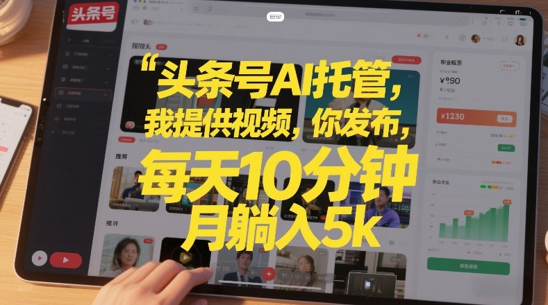 头条号AI托管,我提供视频,你发布,每天10分钟,月躺入5k+【揭秘】-云阁资源网