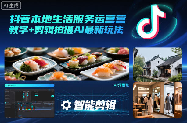 抖音本地生活服务运营教学+剪辑拍摄AI最新玩法-云阁资源网