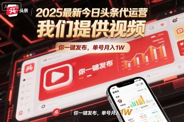 2025最新今日头条代运营，我们提供视频，你一键发布，单号月入1W【揭秘】-云阁资源网