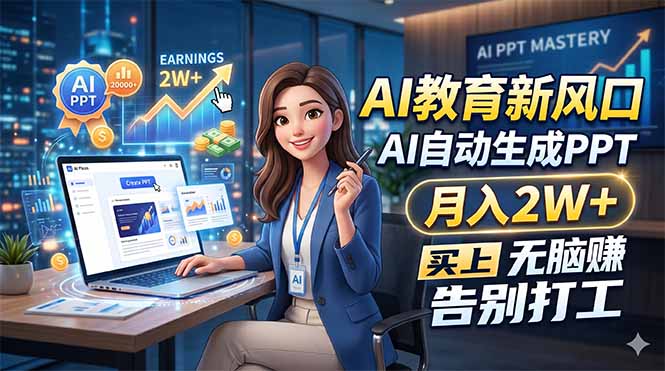 AI教育新风口，AI自动生成PPT，月入2W+，无脑赚，告别打工-云阁资源网