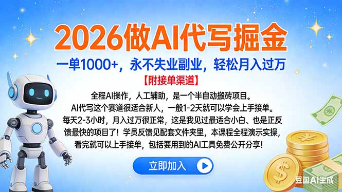 2026做AI代写掘金，一单1000+，永不失业副业，轻松月入过万-云阁资源网