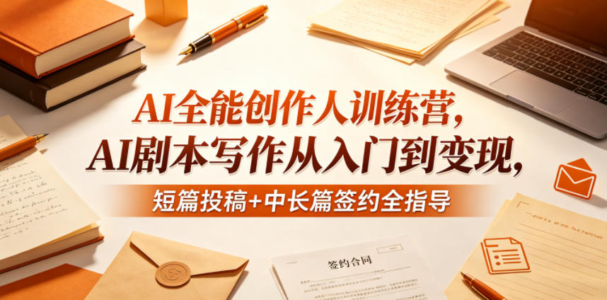 AI全能创作人训练营，AI剧本写作从入门到变现，短篇投稿+中长篇签约全指导-云阁资源网