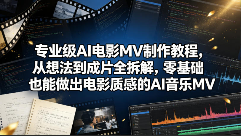 专业级AI电影MV制作教程，从想法到成片全拆解，零基础也能做出电影质感的AI音乐MV-云阁资源网
