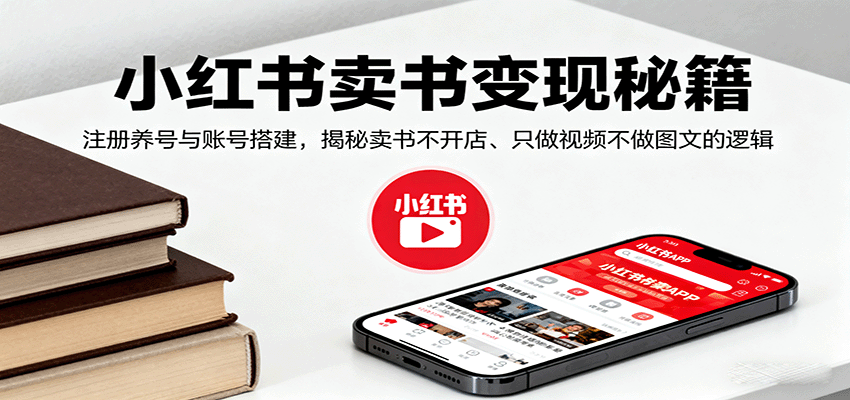 小红书卖书变现秘籍，注册养号与账号搭建，揭秘卖书不开店、只做视频不做图文的逻辑-云阁资源网