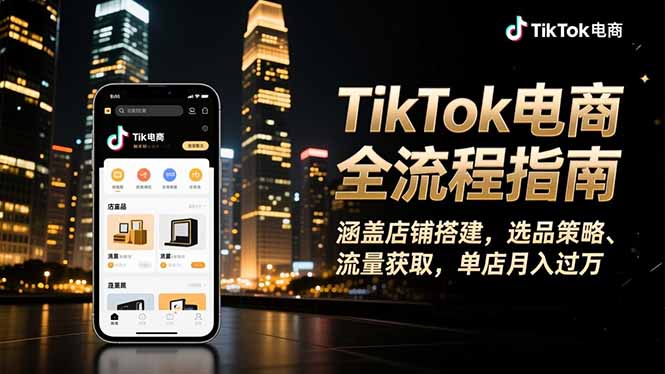 TikTok电商全流程指南，涵盖店铺搭建、选品策略、流量获取，单店月入过万-云阁资源网