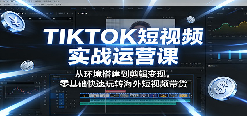 TIKTOK短视频实战运营课：从环境搭建到剪辑变现，零基础快速玩转海外短视频带货-云阁资源网
