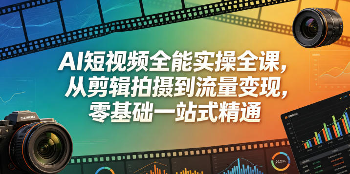AI短视频全能实操全课，从剪辑拍摄到流量变现，零基础一站式精通-云阁资源网