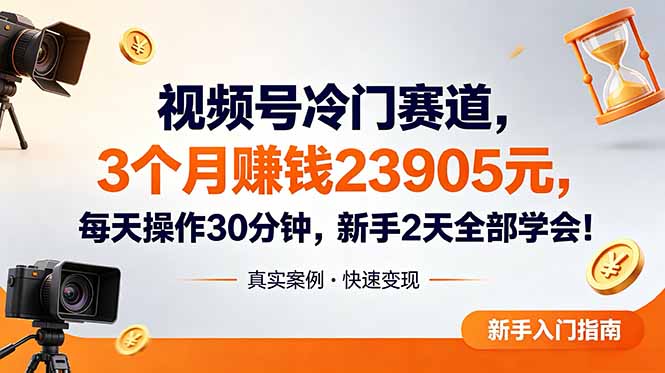 视频号冷门赛道，3个月变现23905元，新手2天学会 每天操作30分钟！-云阁资源网