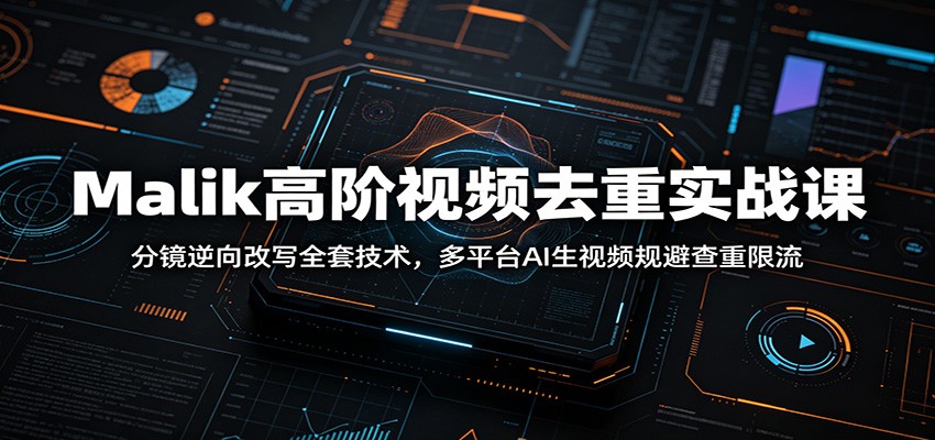 Malik高阶视频去重实战课：分镜逆向改写全套技术，多平台AI生视频规避查重限流-云阁资源网