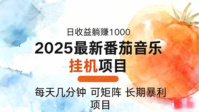 2025年最新番茄音乐人挂机项目，每天几分钟，月入1000＋，可矩阵，一台…-云阁资源网