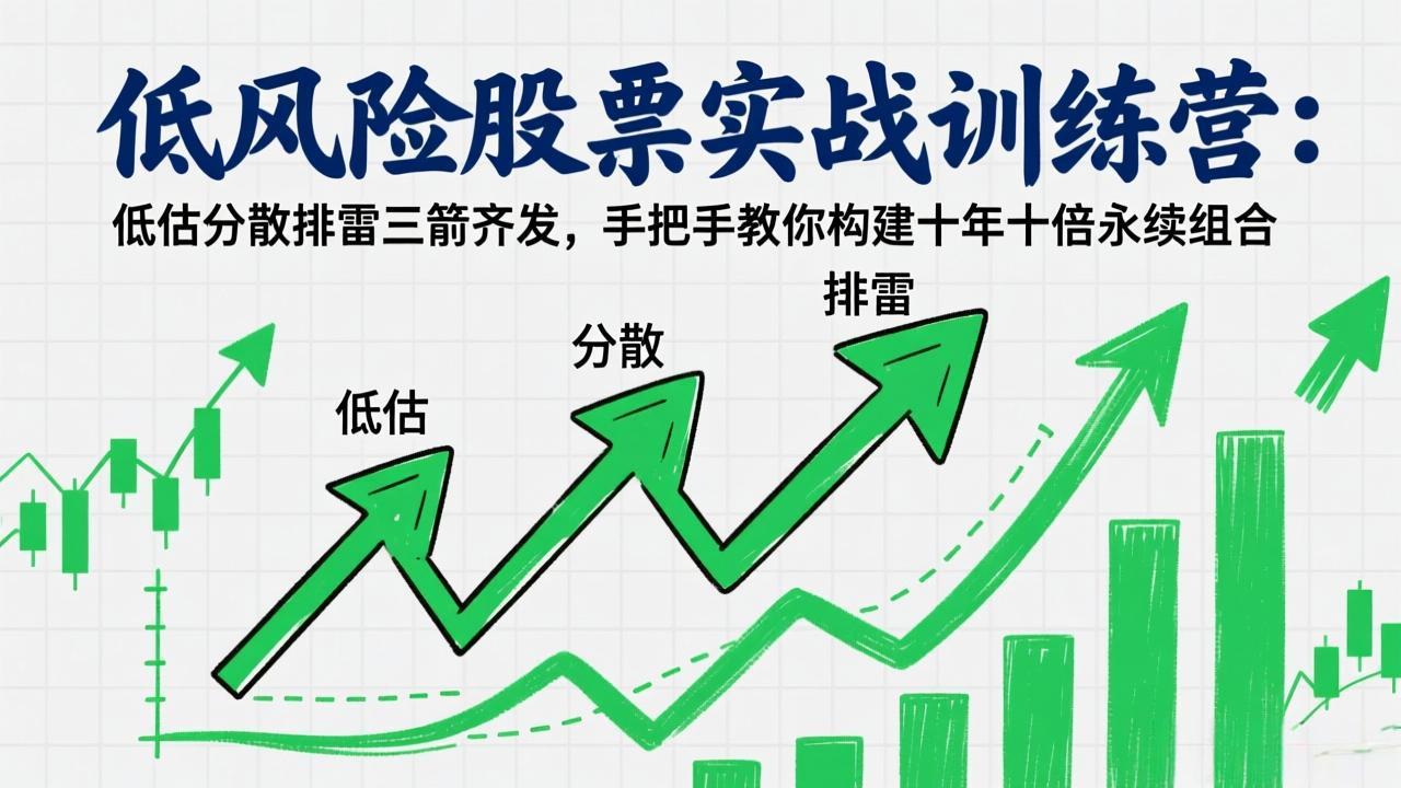 低风险股票实战训练营：低估分散排雷三箭齐发，手把手教你构建十年十倍永续组合-云阁资源网