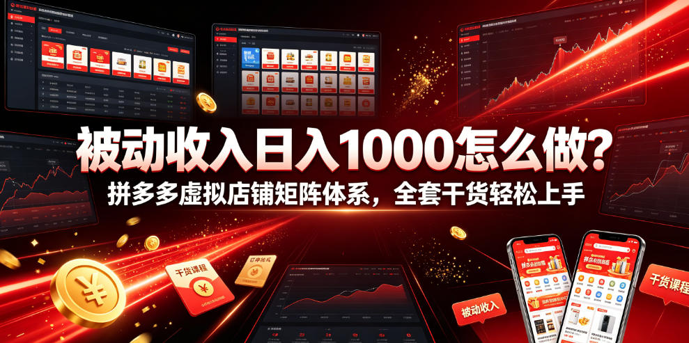 被动收入日入1000怎么做？拼多多虚拟店铺矩阵体系，全套干货轻松上手【揭秘】-云阁资源网