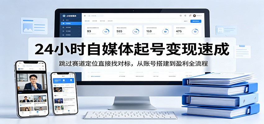 24小时自媒体起号变现速成，跳过赛道定位直接找对标，从账号搭建到盈利全流程-云阁资源网