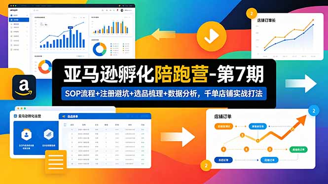 亚马逊孵化陪跑营-第7期：SOP流程+注册避坑+选品梳理+数据分析，千单店铺实战打法(更新0625-云阁资源网