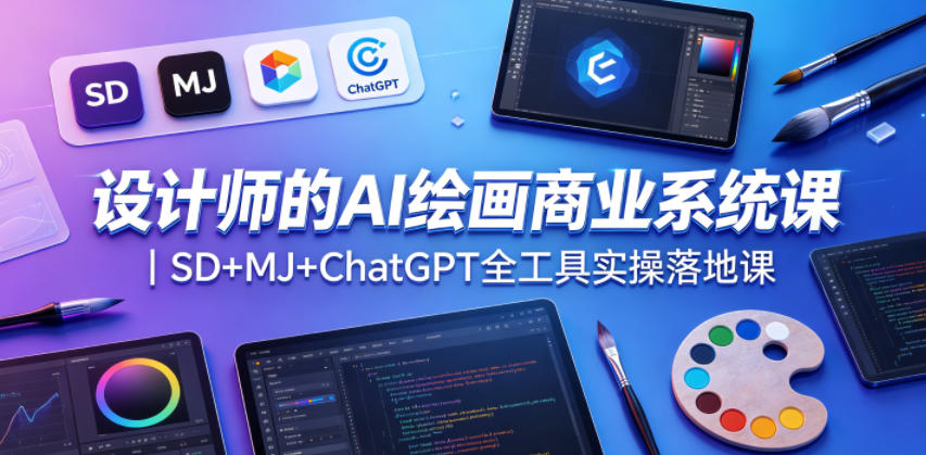设计师的AI绘画商业系统课｜SD+MJ+ChatGPT全工具实操落地课-云阁资源网