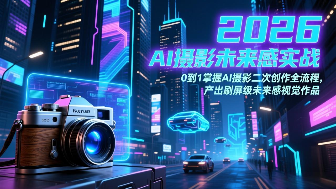 2026 AI摄影未来感实战：0到1掌握AI摄影二次创作全流程，产出刷屏级未来感视觉作品-云阁资源网