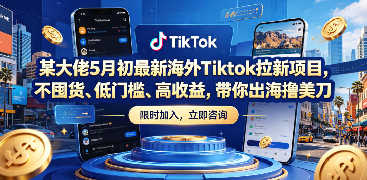 某大佬5月初最新海外Tiktok拉新项目,不囤货、低门槛、高收益,带你出海撸美刀-云阁资源网
