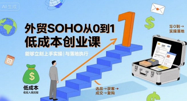 外贸SOHO从0到1低成本创业课，能够立刻上手实操与落地执行-云阁资源网