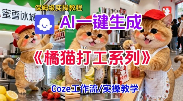 Coze扣子工作流一键生成胖橘猫打工短视频,保姆级实操搭建教学-云阁资源网