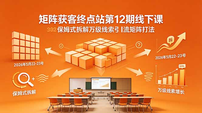 矩阵获客终点站第12期线下课 2026年5月22-23号 保姆式拆解万级线索引流矩阵打法-云阁资源网