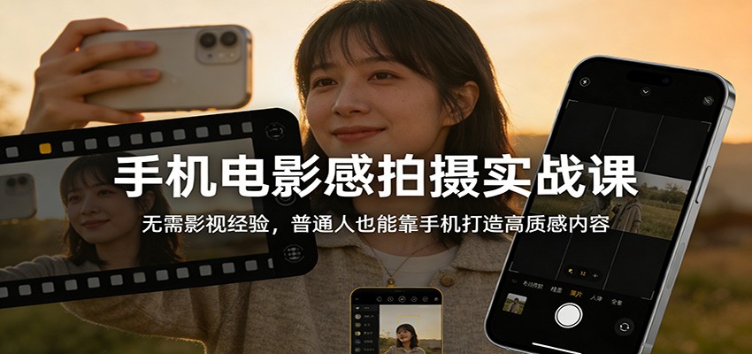 手机电影感拍摄实战课：无需影视经验，普通人也能靠手机打造高质感内容-云阁资源网