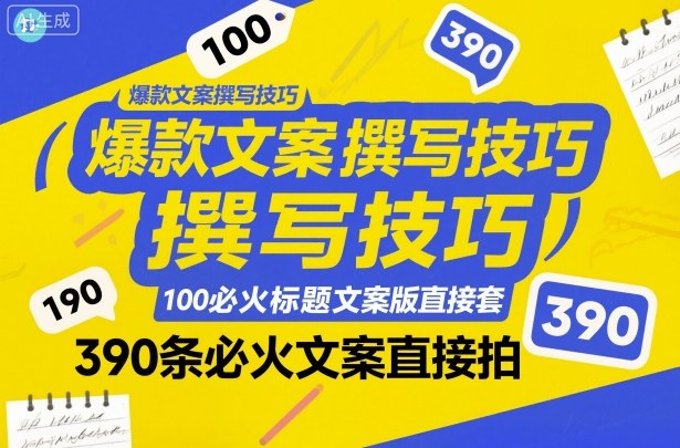 爆款文案撰写技巧，100个必火标题文案模版直接套，390条必火文案直接拍-云阁资源网