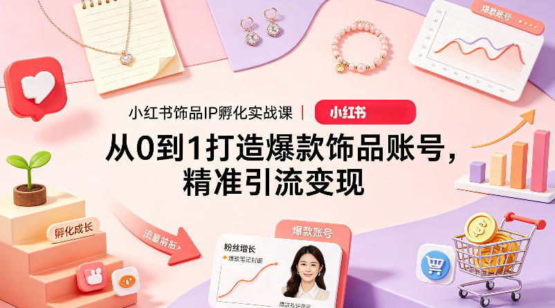 小红书饰品IP孵化实战课｜从0到1打造爆款饰品账号，精准引流变现-云阁资源网