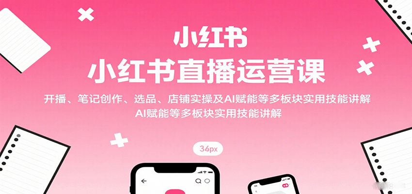小红书直播运营课：开播、笔记创作、选品、店铺实操及 AI 赋能等多板块实用技能讲解-云阁资源网