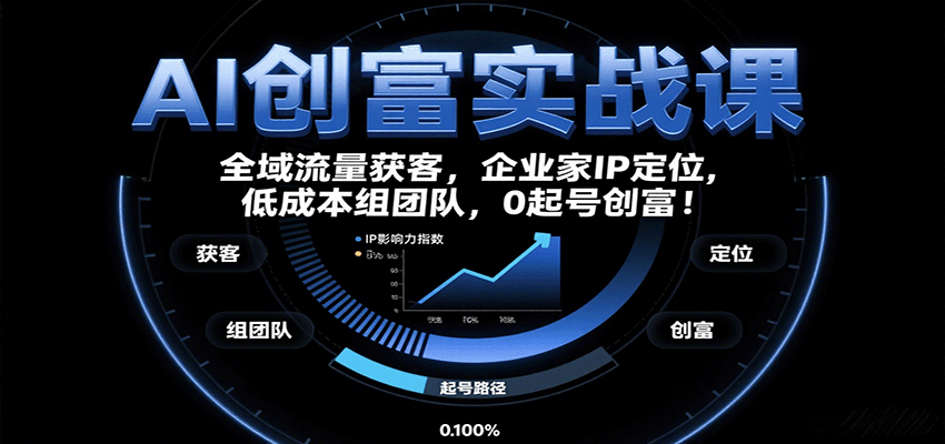 AI创富实战课：企业家IP定位，全域流量获客，低成本组团队，0起号创富！-云阁资源网