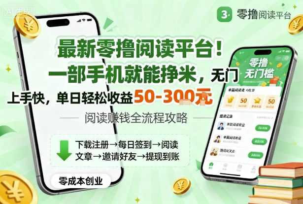 最新零撸阅读平台！一部手机就能挣米，无门槛上手快，单日轻松收益50-3张【揭秘】-云阁资源网