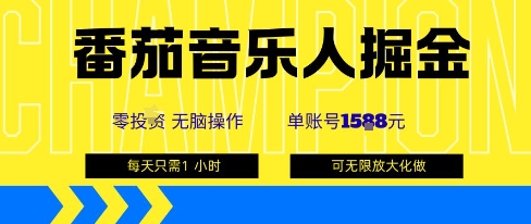 番茄音乐人掘金，单账号最高可撸1k+，可无限矩阵去做，零投入-云阁资源网
