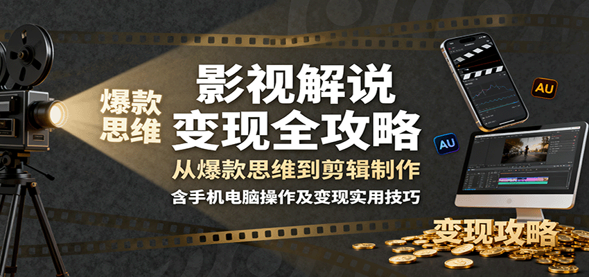 影视解说变现全攻略：从爆款思维到剪辑制作，含手机电脑操作及变现实用技巧-云阁资源网
