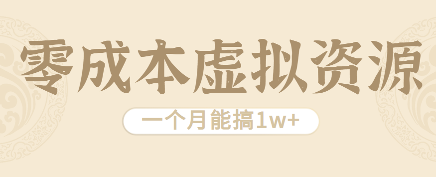 相当暴利的虚拟资源项目，无需成本一个月能搞1w+-云阁资源网