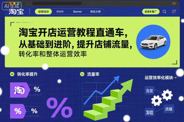 淘宝开店运营教程直通车，从基础到进阶，提升店铺流量，转化率和整体运营效率(更新26年4月20日)-云阁资源网