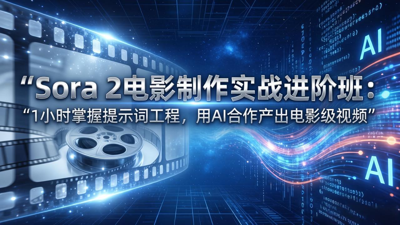 Sora 2电影制作实战进阶班：1小时掌握提示词工程，用AI合作产出电影级视频-云阁资源网