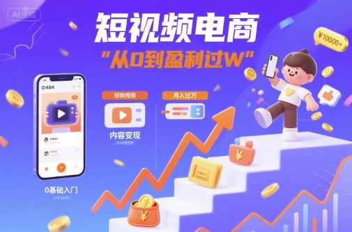 短视频电商：短视频变现从0到盈利过W-云阁资源网