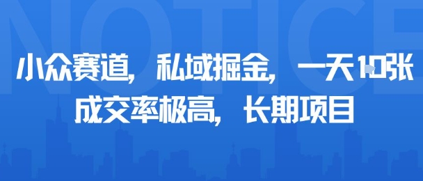 小众赛道，私域掘金，一天多张，成交率极高，长期项目-云阁资源网