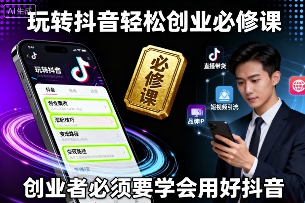 玩转抖音轻松创业必修课，创业者必须要学会用好抖音-云阁资源网